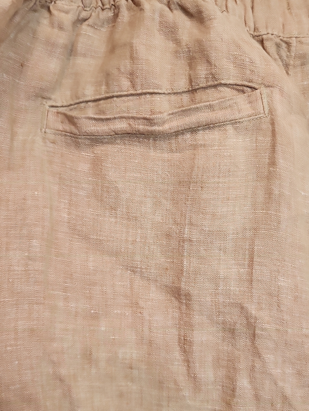 Tahari 100% Linen Drawstring 4 Pockets Shorts - Elastic Waist Light Beige - Picture 7 of 9